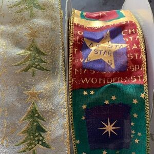 2 1/2” wide wired Christmas ribbon